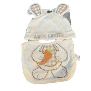 Neat Solutions Bib And Hat Babero Y Gorrito Bunny Ears Happy Easter Bunny Carrot